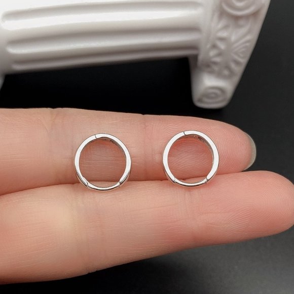 Solid Silver tiny huggie earrings- SH005 12mm - Picture 5 of 11